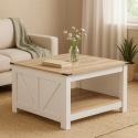 Mesa De Centro Bergen duo Blanca Roble Mesas de Centro