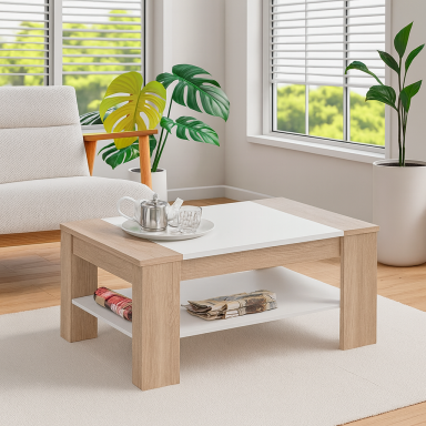Mesa De Centro Coffee Blanco Roble Mesas de Centro