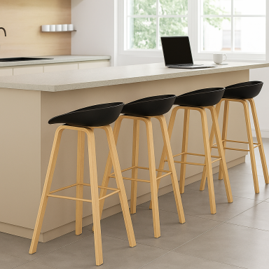 Pack de 4 Taburetes Nordico Negros Sillas Bar