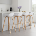Pack de 4 Taburetes Nordico Blancos Bar y Terraza