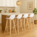 Pack de 4 Taburetes Nordico Blancos Bar y Terraza