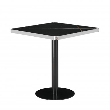 Mesa Parisina 70x70 Negra Ribete Plateado Inicio