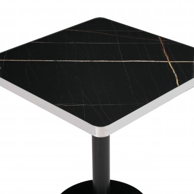 Mesa Parisina 70x70 Negra Ribete Plateado Inicio