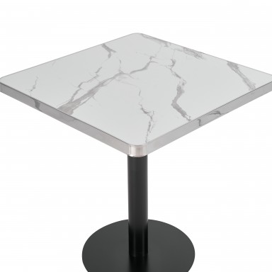 Mesa Parisina 70x70 Marmol Ribete Plateado Inicio