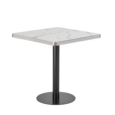 Mesa Parisina 70x70 Marmol Ribete Plateado Inicio