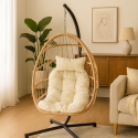 Reposera Colgante Rattan Beige Terraza y Jardin