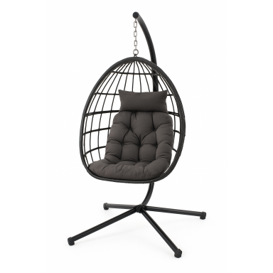 Reposera Colgante Rattan Negra Terraza y Jardin