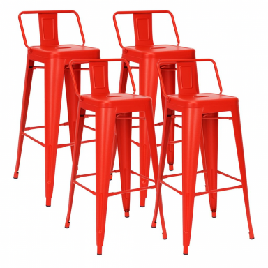 Taburete Tolix Rojo con Respaldo. Pack 4 unidades. Inicio