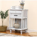 Velador Vintage Provenza 2 cajones Blanco Veladores