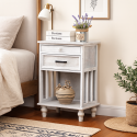 Velador Vintage Provenza 2 cajones Blanco Veladores