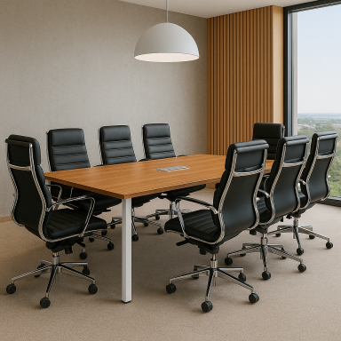 Mesa de Reunión con Pasacables Natura Blanca 220x120cm Escritorios