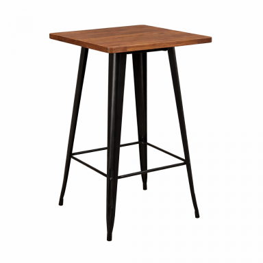 Mesa Bar tolix negra cubierta madera Inicio