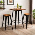 Mesa Bar tolix negra cubierta madera Inicio