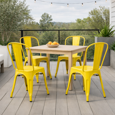 Sillas de Comedor diseño Tolix. Pack 4 Unidades Amarillas Inicio