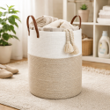 Cesta Canasta tejida Beige Blanca 60 Litros Organización