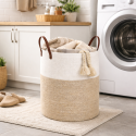 Cesta Canasta tejida Beige Blanca 60 Litros Organización