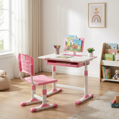 Escritorio + Silla Ergonomica para niños Rosado Inicio