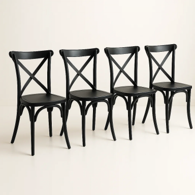 Pack 4 Sillas Crossback Negra Sillas de Comedor