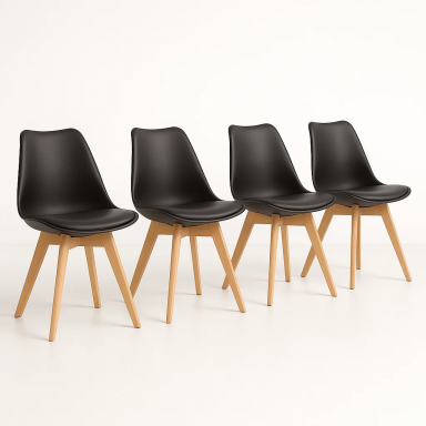 Pack 4 Sillas Tulip acolchada Negra Sillas de Comedor