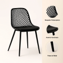 Pack de 4 Silla Europa Acolchada - Negra Sillas de Comedor