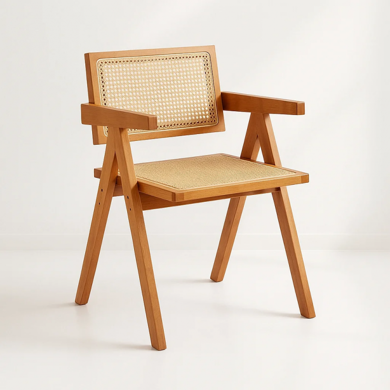 Silla Chandigarh Rattan - Madera Sillas de Comedor