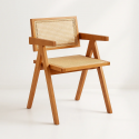 Silla Chandigarh Rattan - Madera Sillas de Comedor
