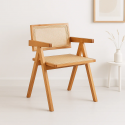 Silla Chandigarh Rattan - Madera Sillas de Comedor