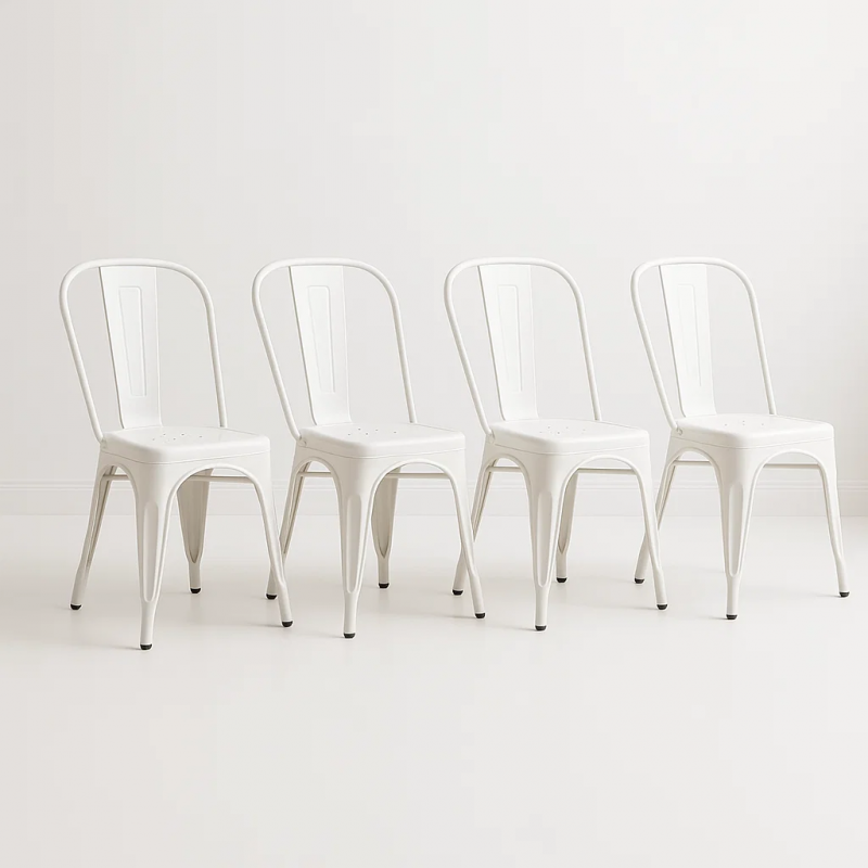 Sillas de Comedor diseño Tolix. Pack 4 Unidades Blanco Mate Inicio