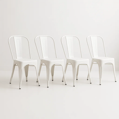 Sillas de Comedor diseño Tolix. Pack 4 Unidades Blanco Mate Inicio