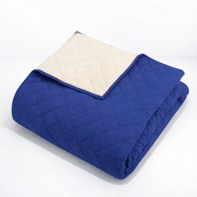 Quilt Velvet Termico Sherpa Azul KING Cubrecamas y Quilts