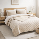 Quilt Velvet Termico Sherpa Crema King Cubrecamas y Quilts