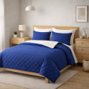 Quilt Velvet Termico Sherpa Azul 2Plazas Cubrecamas y Quilts