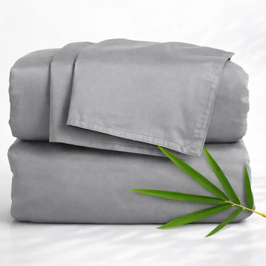 Juego de Sabanas de Bambu 300 Hilos Gris Biancobelo Sábanas