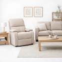 Bergere Reclinable Ibiza Leather Crema Sofás