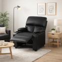Bergere reclinable Ibiza leather Negro Sofás