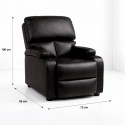 Bergere reclinable Ibiza leather Negro Sofás