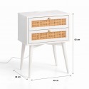 Velador Rattan 2 Cajones Blanco Veladores