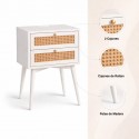 Velador Rattan 2 Cajones Blanco Veladores