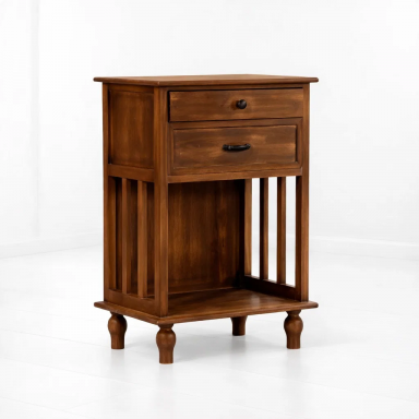 Velador Vintage Provenza 2 cajones Madera Veladores