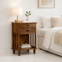 Velador Vintage Provenza 2 cajones Madera Veladores