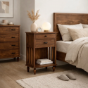 Velador Vintage Provenza 2 cajones Madera Veladores