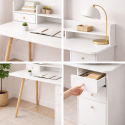 Escritorio Nordico Con Estanteria 3 Cajones Blanco Inicio