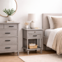 Velador Vintage Provenza 2 cajones Gris Veladores