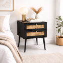 Velador Rattan 2 Cajones Negro Veladores