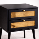 Velador Rattan 2 Cajones Negro Veladores