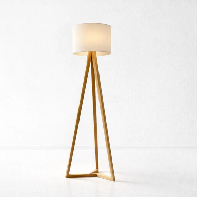 Lampara de Pie Classic Blanca / Madera Iluminación