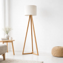 Lampara de Pie Classic Blanca / Madera Iluminación