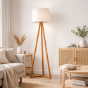 Lampara de Pie Classic Blanca / Madera Iluminación
