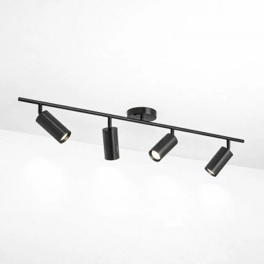Barra sobrepuesta lineal 4 focos negra Iluminación