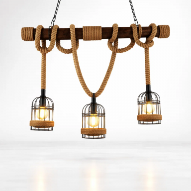 Lampara colgante cuerdas 3 luces L05 Iluminación
